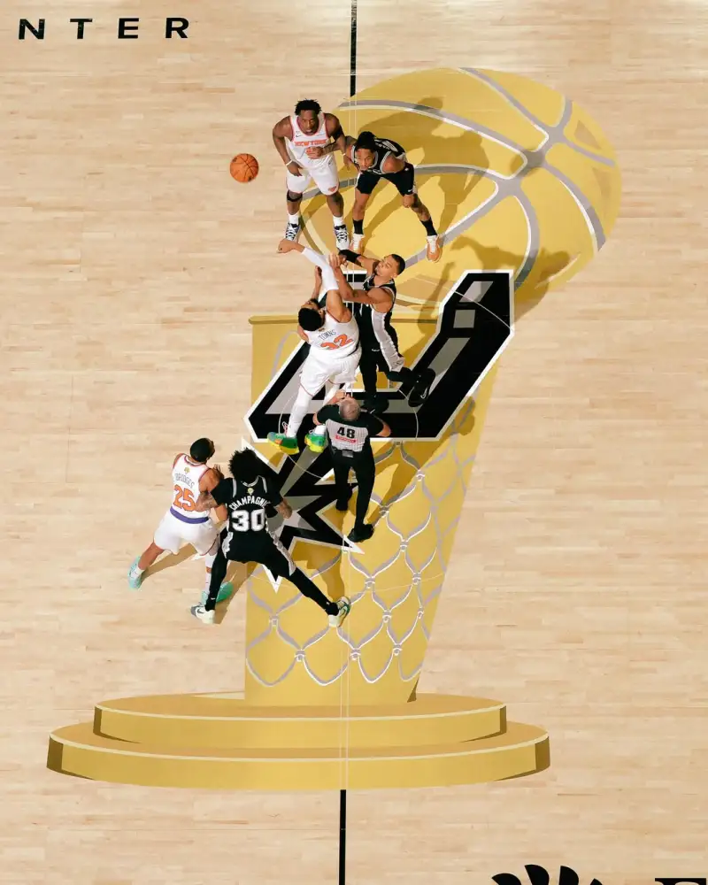 半岛体育APP-NBA官方晒本场比赛球场中央跳球鸟瞰图：总决赛正在进行中